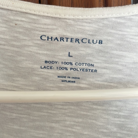 CHARTER CLUB embroidered top, NWOT, white, L - Picture 5 of 5